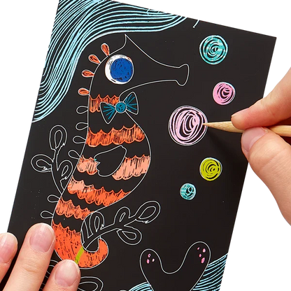 Ooly Scratch & Scribble Mini Scratch Art Kit - Friendly Fish
