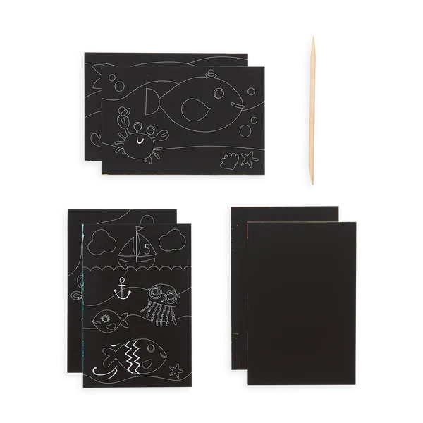 Ooly Scratch & Scribble Mini Scratch Art Kit - Friendly Fish