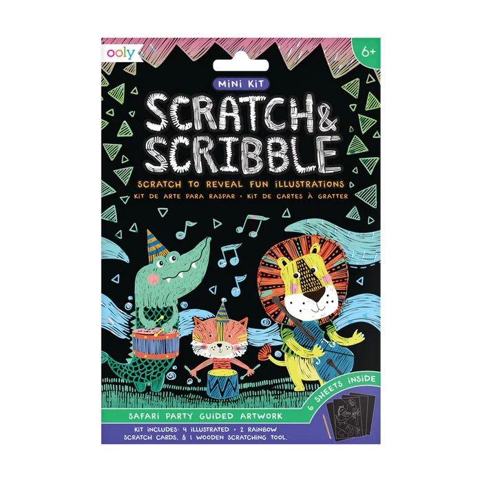 Ooly Scratch & Scribble Mini Scratch Art Kit - Safari Party