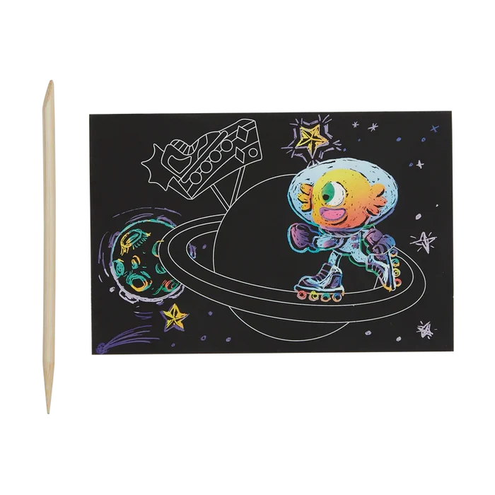 Ooly Scratch & Scribble Mini Scratch Art Kit - Wacky Universe