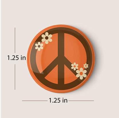 Orange Peace Sign Pinback Button