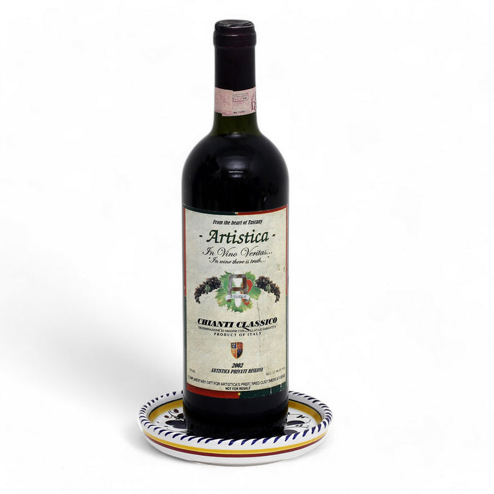 ORVIETO BLUE ROOSTER: Deruta Dipping Bowl/Coaster