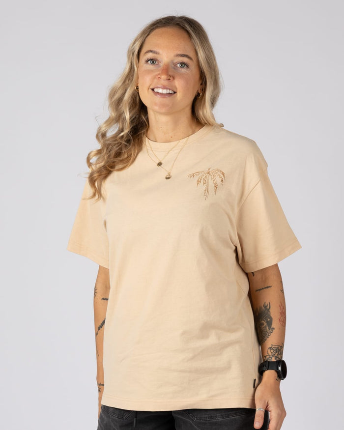 Palm View Womens Short Sleeve T-Shirt In Cream