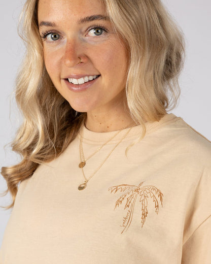 Palm View Womens Short Sleeve T-Shirt In Cream