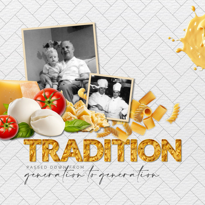 Showcase your favorite food, meals, restaurants, recipes, and cookbook favorites with these fun digital scrapbooking alphabet letters, numbers, and punctuation by Lucky Girl Creative digital art great for creating one-of-a-kind page titles. Great for family meals, trips to Italy, and dinners out at your favorite Italian restaurant. This alpha set consists of a full set of digital art uppercase letters A-Z, numbers 0-9, and most punctuation.