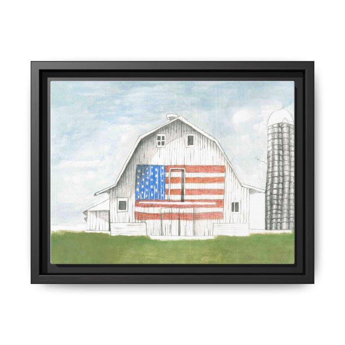 Patriotic Barn Matte Canvas Framed Wall Art - By Caroline Bierkamp