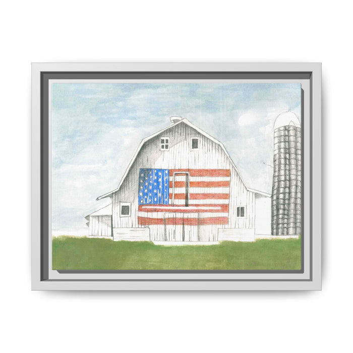 Patriotic Barn Matte Canvas Framed Wall Art - By Caroline Bierkamp