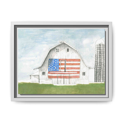Patriotic Barn Matte Canvas Framed Wall Art - By Caroline Bierkamp