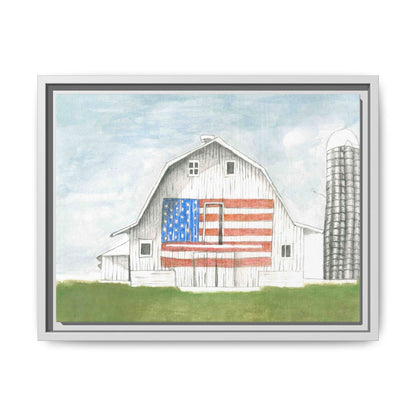 Patriotic Barn Matte Canvas Framed Wall Art - By Caroline Bierkamp