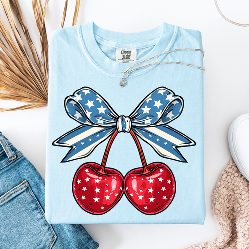 Patriotic Cherries Graphic Tee D-1012