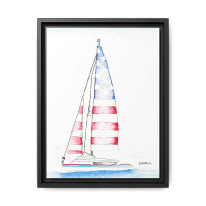 Patriotic Sailboat Framed Canvas Print - By Easton