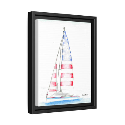 Patriotic Sailboat Framed Canvas Print - By Easton