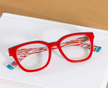 Peepers Trapeze Red with Blue Rim (Progressives)