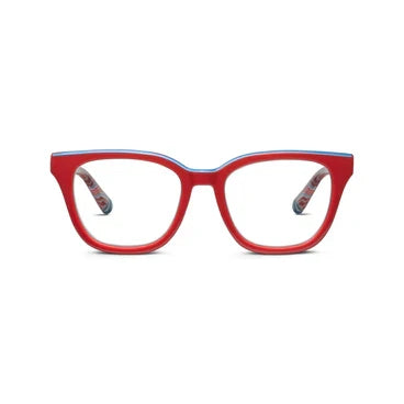 Peepers Trapeze Red with Blue Rim (Progressives)