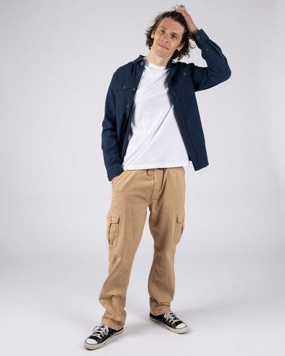 Penare 2 Mens Long Sleeve Shirt in Blue