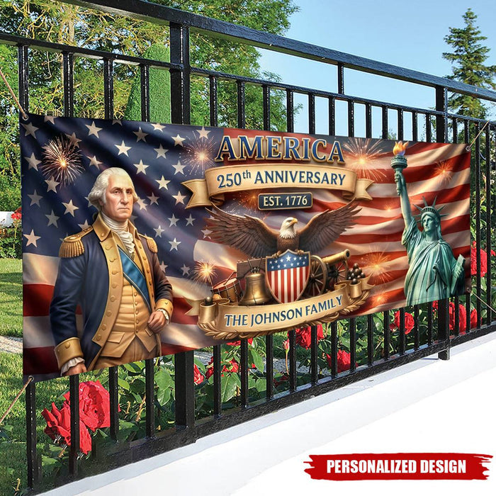 Personalized America 250th Anniversary Polyester Outdoor Banner