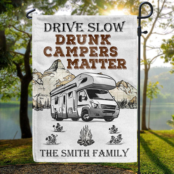 Personalized Camping Drunk Campers Matter Customized Flag-Flag-Thesunnyzone