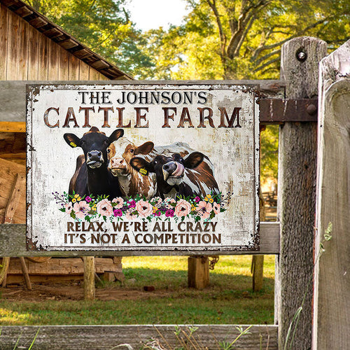 Personalized Cattle Relax Customized Classic Metal Signs-CUSTOMOMO