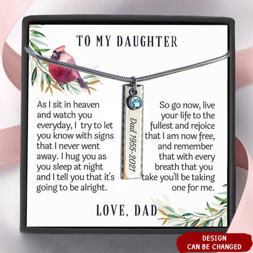 Personalized Dad Memorial Birthstone Necklace