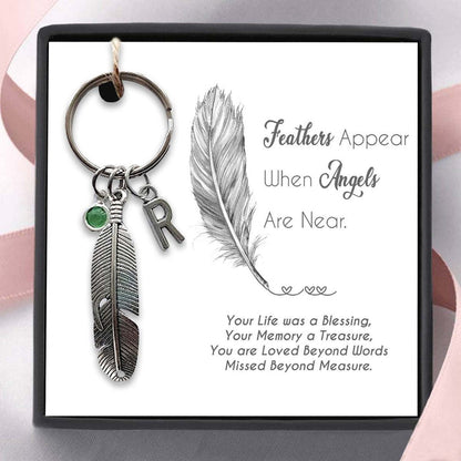 Personalized Feathers Appear when Angels are Near Memorial Keychain