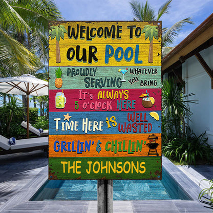 Personalized Swimming Welcome To Our Pool Customized Classic Metal Signs