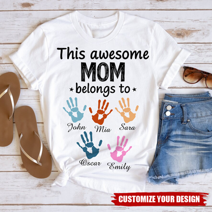 Personalized This Awesome Mom Belongs To Custom Names T-Shirt