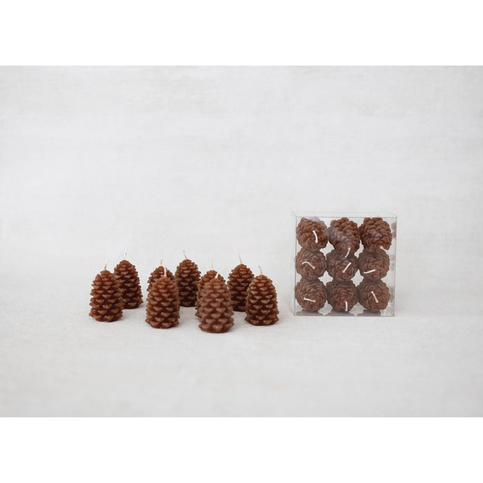 Creative Co-Op pinecone shaped tealight candles set of 9 unscented Christmas gift from Magnolias Home Decor