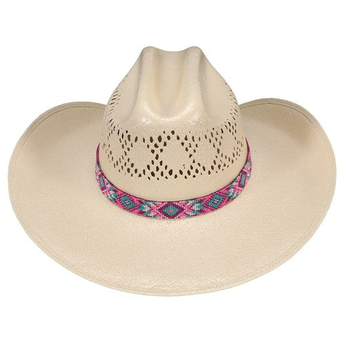 Pink Aztec Beaded Hat Band