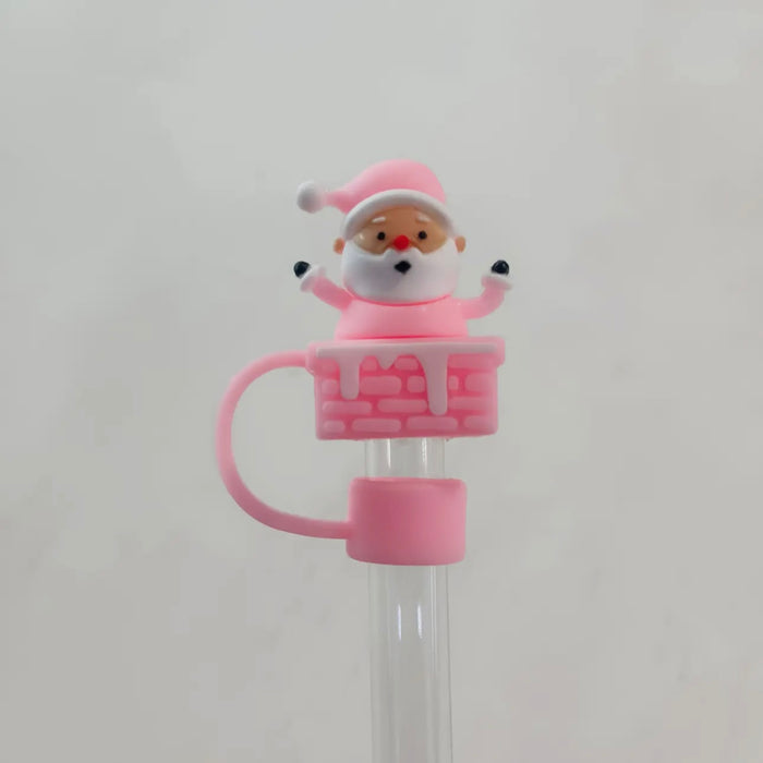 Pink Santa Straw Cover Cap