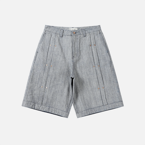 Pleated Baggy Denim Shorts