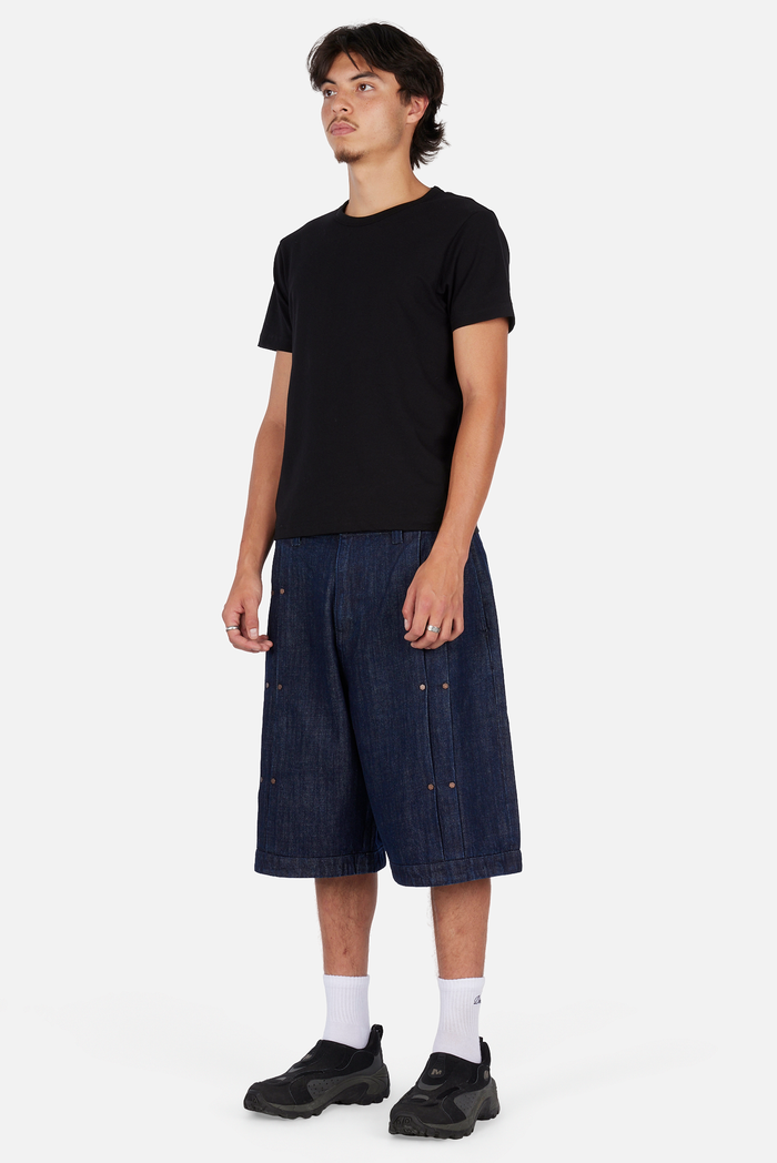 Pleated Baggy Denim Shorts