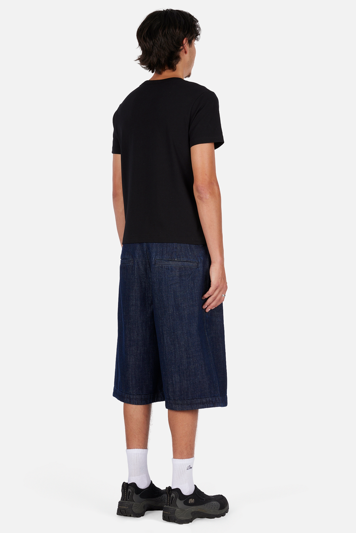 Pleated Baggy Denim Shorts