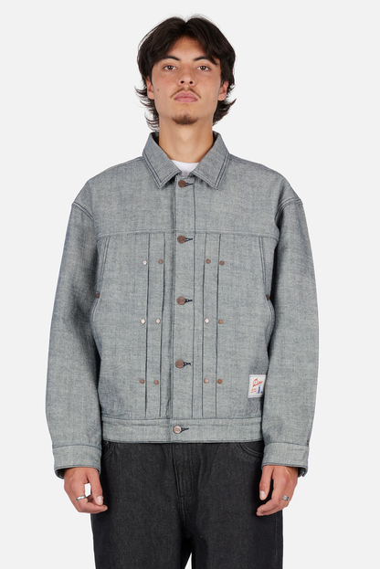 Pleated Denim Jacket