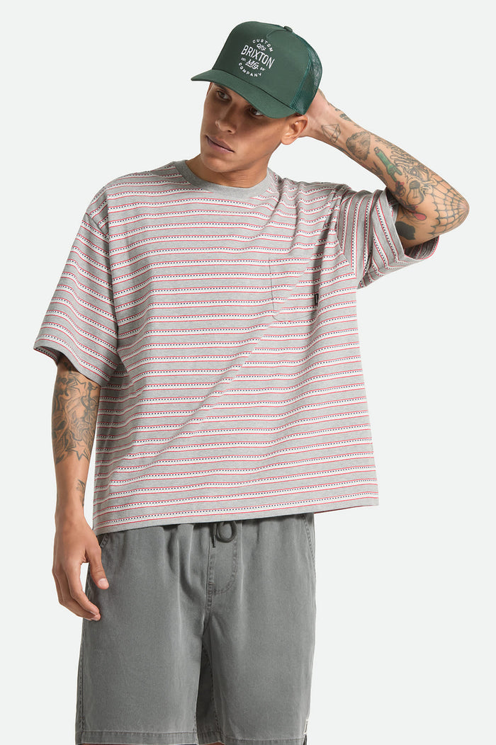 Men's Poolside Pique Box Crop T-Shirt in the color Heather Grey - Men's Front View