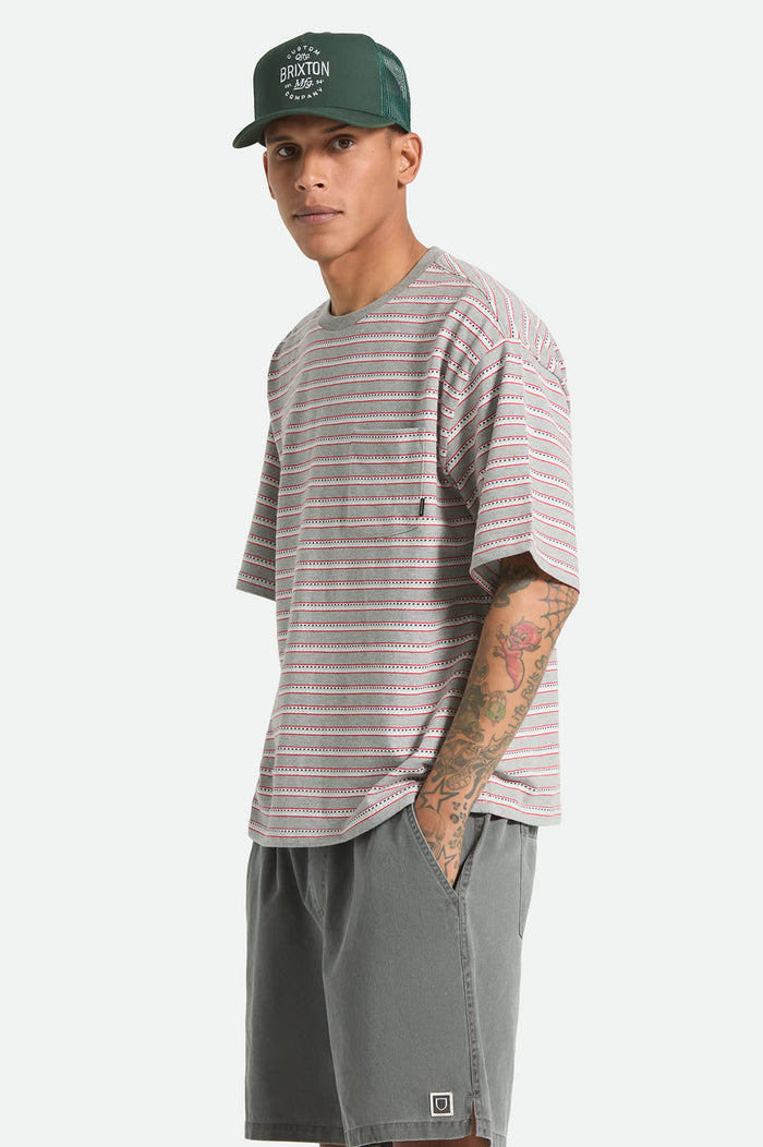 Men's Poolside Pique Box Crop T-Shirt in the color Heather Grey - Men's Side View