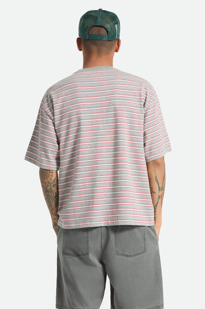 Men's Poolside Pique Box Crop T-Shirt in the color Heather Grey - Men's Back View