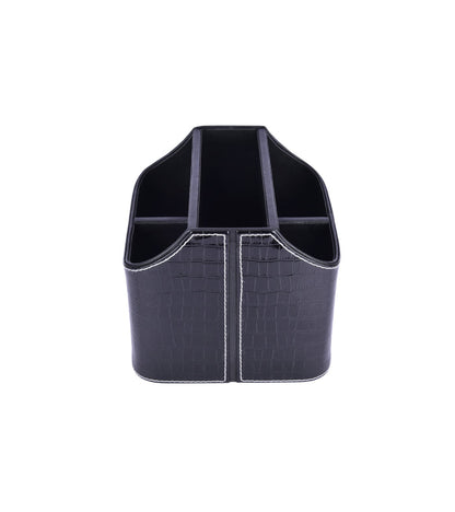 Premsons leatherette cutlery holder, black croc-texture, open divided compartments