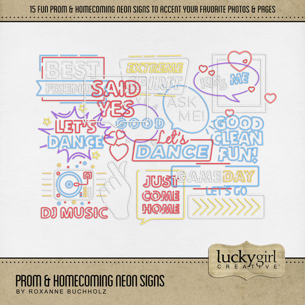 Prom & Homecoming Neon Signs Digital Scrapbook Kit
