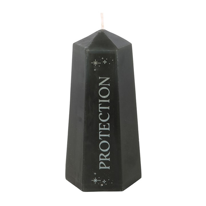 Protection Crystal Candle with Rough Black Obsidian 🇬🇧