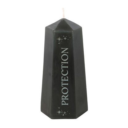 Protection Crystal Candle with Rough Black Obsidian 🇬🇧