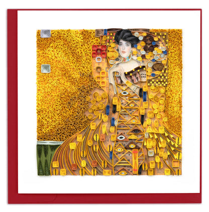 Quilling Card - Artist Series - Quilled Lady in Gold, Klimt Greeting Card