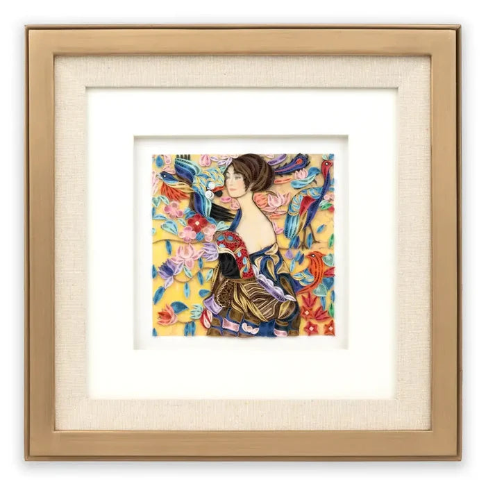 Quilling Card - Artist Series - Quilled Lady with Fan, Klimt Greeting Card