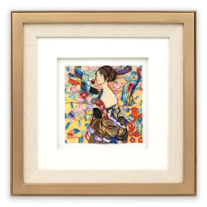 Quilling Card - Artist Series - Quilled Lady with Fan, Klimt Greeting Card