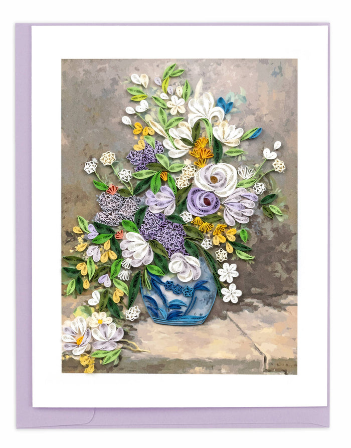 Quilling Card - Artist Series - Quilled Spring Bouquet, Renoir Greeting Card