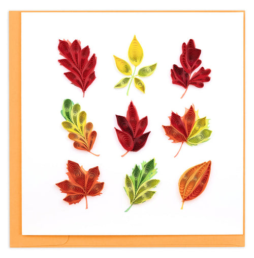 Quilling Card - Quilled Fall Foliage Leaves Greeting Card