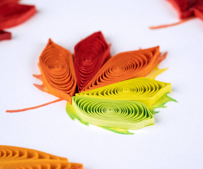 Quilling Card - Quilled Fall Foliage Leaves Greeting Card