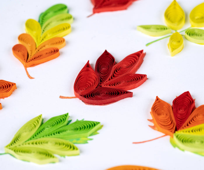 Quilling Card - Quilled Fall Foliage Leaves Greeting Card