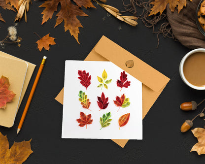 Quilling Card - Quilled Fall Foliage Leaves Greeting Card