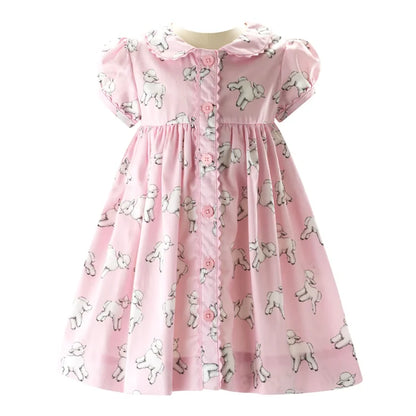 Rachel Riley - Lamb Button-Front Dress & Bloomer Set