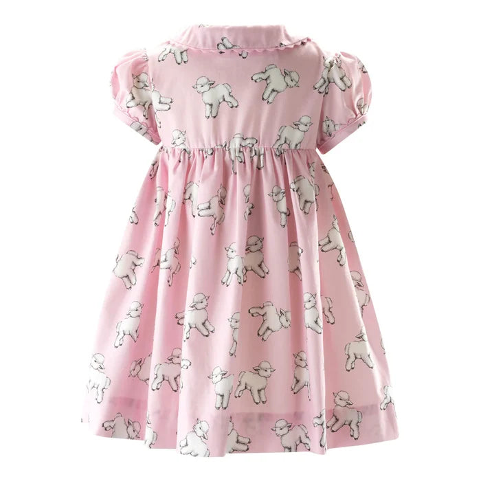 Rachel Riley - Lamb Button-Front Dress & Bloomer Set